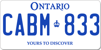 ON license plate CABM833