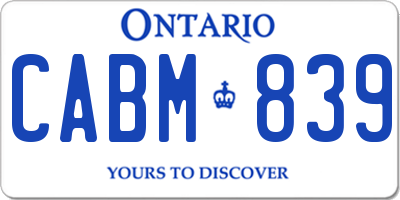 ON license plate CABM839