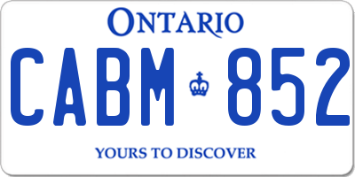 ON license plate CABM852