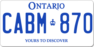 ON license plate CABM870