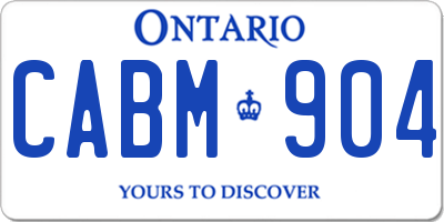 ON license plate CABM904