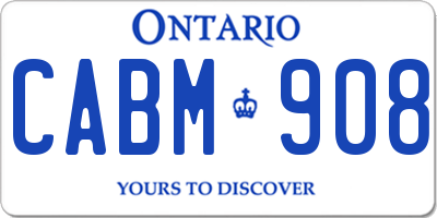 ON license plate CABM908