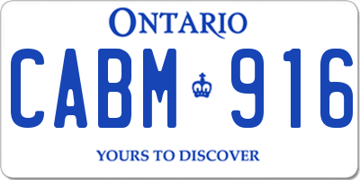 ON license plate CABM916