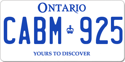 ON license plate CABM925