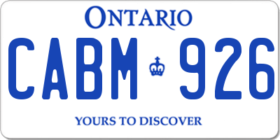 ON license plate CABM926