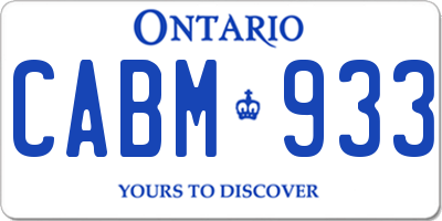 ON license plate CABM933