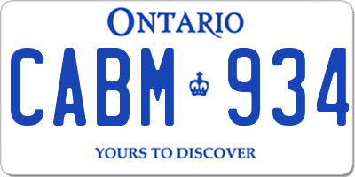 ON license plate CABM934