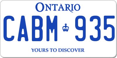 ON license plate CABM935