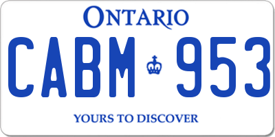 ON license plate CABM953