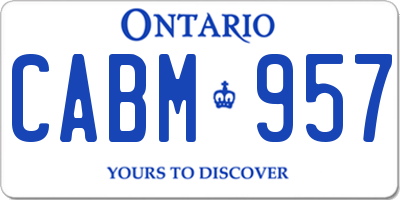 ON license plate CABM957