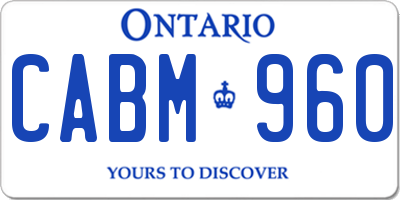 ON license plate CABM960