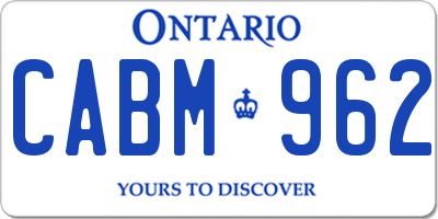 ON license plate CABM962