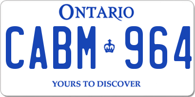 ON license plate CABM964