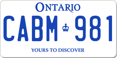 ON license plate CABM981