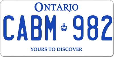 ON license plate CABM982