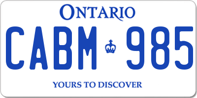 ON license plate CABM985