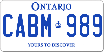 ON license plate CABM989