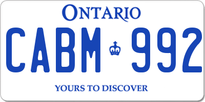 ON license plate CABM992