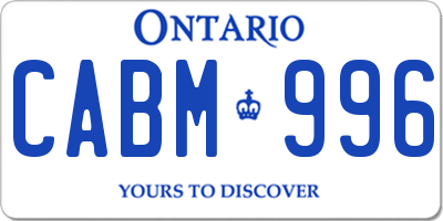 ON license plate CABM996