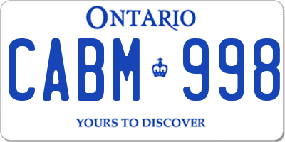 ON license plate CABM998