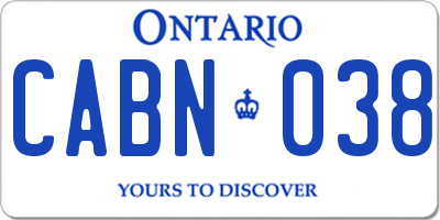 ON license plate CABN038