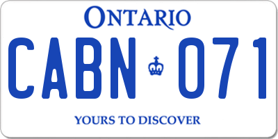 ON license plate CABN071