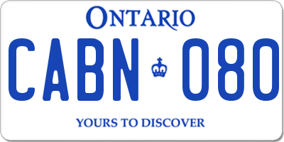 ON license plate CABN080