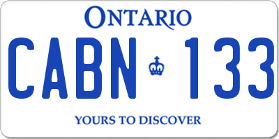 ON license plate CABN133