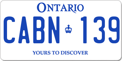 ON license plate CABN139