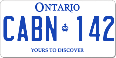 ON license plate CABN142