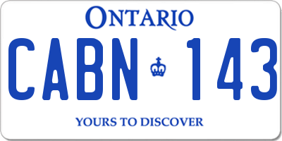 ON license plate CABN143