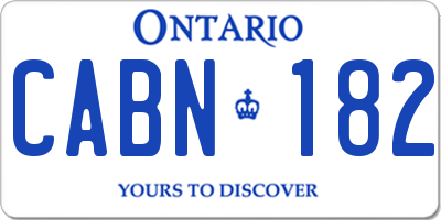 ON license plate CABN182