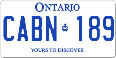 ON license plate CABN189