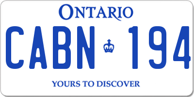 ON license plate CABN194