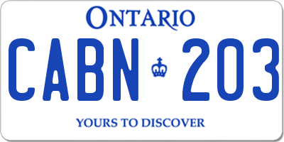 ON license plate CABN203