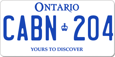 ON license plate CABN204