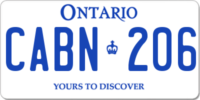 ON license plate CABN206