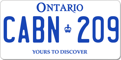 ON license plate CABN209