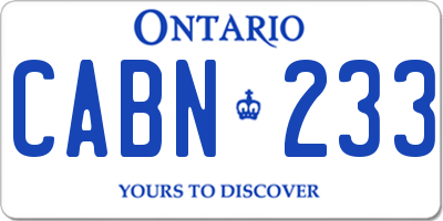 ON license plate CABN233