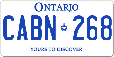 ON license plate CABN268