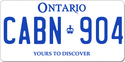 ON license plate CABN904