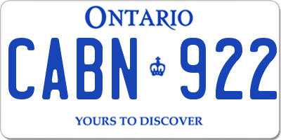 ON license plate CABN922