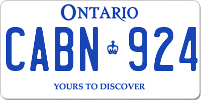 ON license plate CABN924