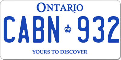 ON license plate CABN932