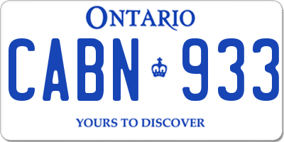 ON license plate CABN933