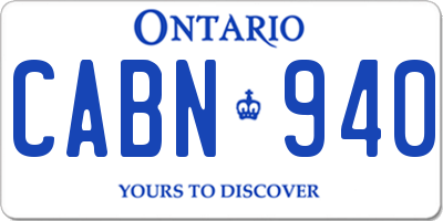 ON license plate CABN940