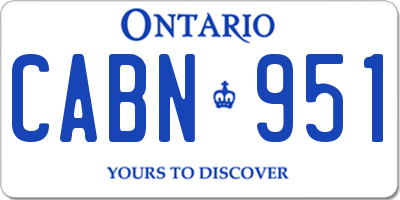 ON license plate CABN951