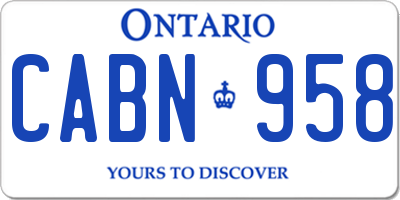 ON license plate CABN958