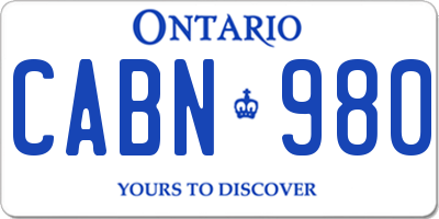 ON license plate CABN980