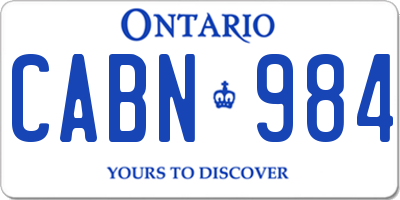 ON license plate CABN984